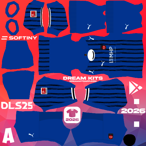 Kit / Uniforme Visita 1. FC Heidenheim 2025-2026 Dream League Soccer / DLS 2025 512x512 PNG