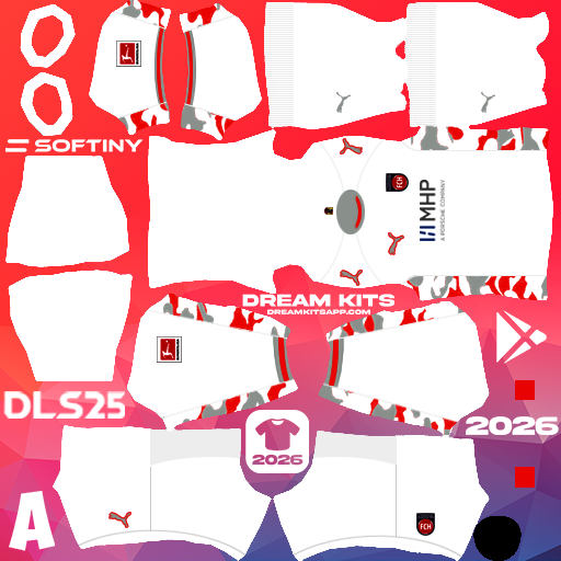 Kit / Uniforme Tercero 1. FC Heidenheim 2025-2026 Dream League Soccer / DLS 2025 512x512 PNG