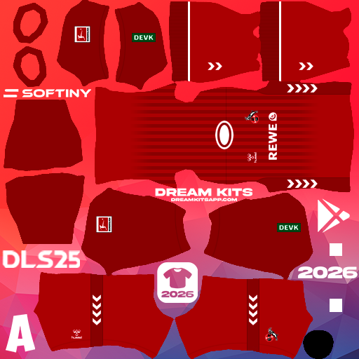 Kit Away 1. FC Köln 2025-2026 Dream League Soccer / DLS 2025 512x512 PNG