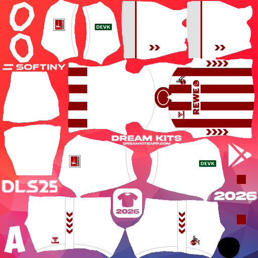 Kit Home 1. FC Köln 2025-2026 Dream League Soccer / DLS 2025 512x512 PNG