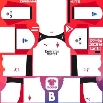 Kit / Uniforme Visita AC Milan 2025-2026 Dream League Soccer 2019 DLS / FTS