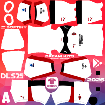 Kit / Uniforme Visita AC Milan 2025-2026 Dream League Soccer / DLS 2025