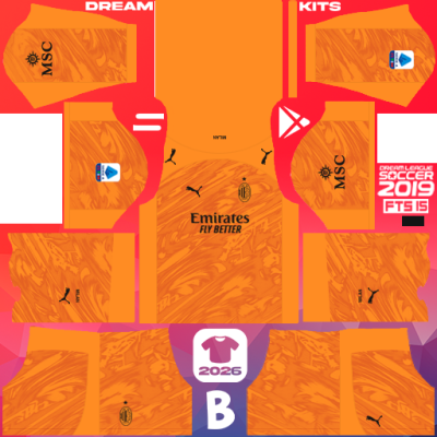 Kit / Uniforme POR Visita AC Milan 2025-2026 Dream League Soccer 2019 DLS / FTS