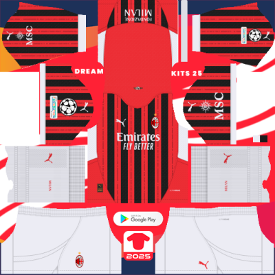 AC Milán Home kit 2024-2025 Dream League Soccer 2019 / FTS