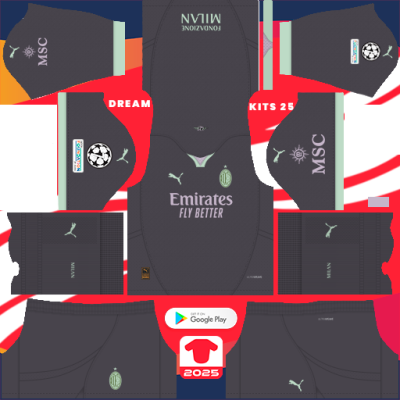 AC Milán Third kit 2024-2025 Dream League Soccer 2019 / FTS