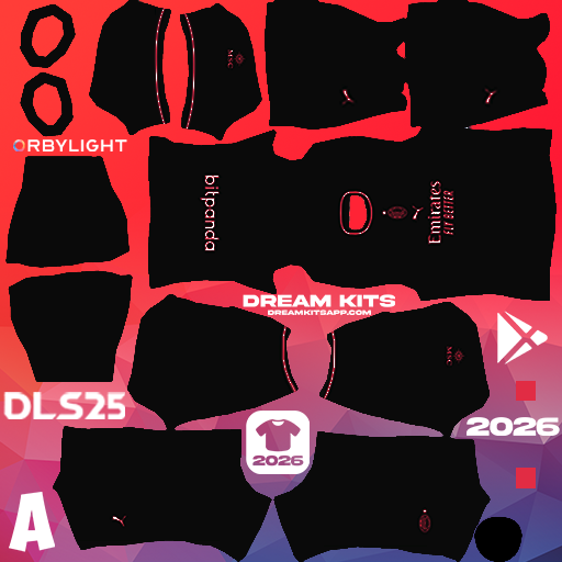 Kit / Equipamento Terceiro AC Milan 2026-2027 Dream League Soccer / DLS 2026 512x512 PNG