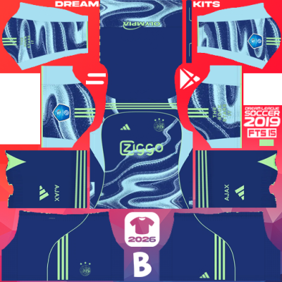 Kit Away AFC Ajax 2025-2026 Dream League Soccer 2019 DLS / FTS 512x512 PNG