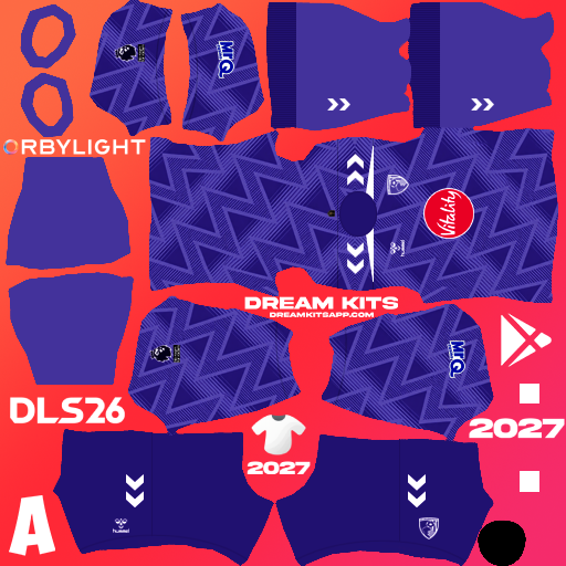 Kit / Uniforme Visita AFC Bournemouth 2026-2027 Dream League Soccer / DLS 2026 512x512 PNG
