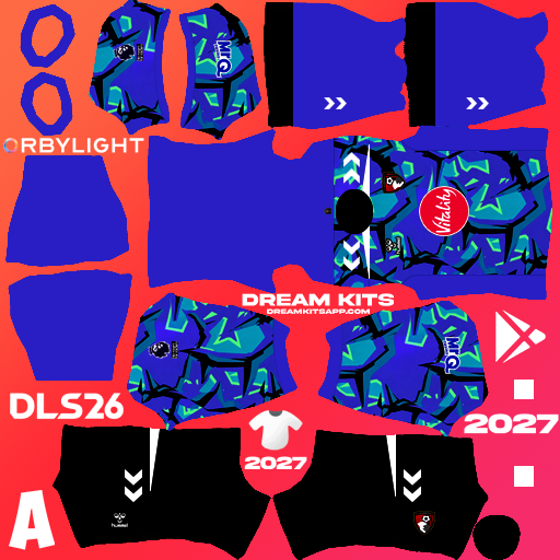 Kit / Uniforme Portero Local AFC Bournemouth 2026-2027 Dream League Soccer / DLS 2026 512x512 PNG
