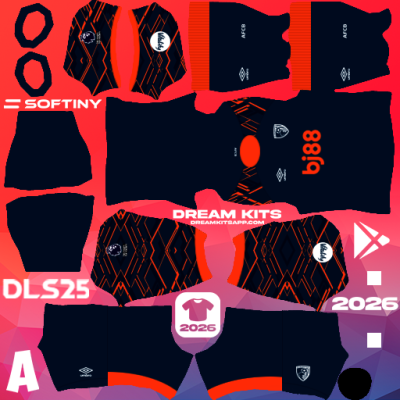 Kit / Equipamento GOL Terceiro AFC Bournemouth 2025-2026 Dream League Soccer / DLS 2025 512x512 PNG