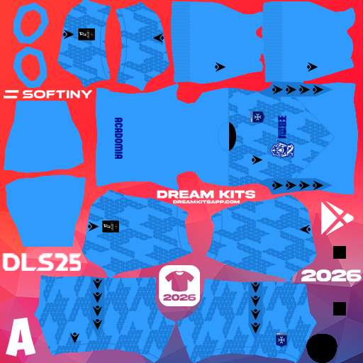 Kit / Equipamento GOL Titular AJ Auxerre 2025-2026 Dream League Soccer / DLS 2025 512x512 PNG