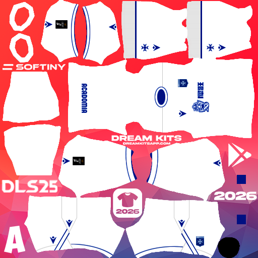 Kit Home AJ Auxerre 2025-2026 Dream League Soccer / DLS 2025 512x512 PNG