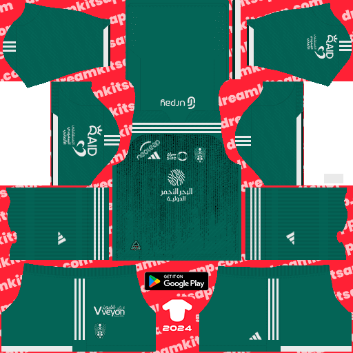 Kit / Uniforme Visitante Al Ahli Saudi 2023-2024 Dream League Soccer 2019 / FTS