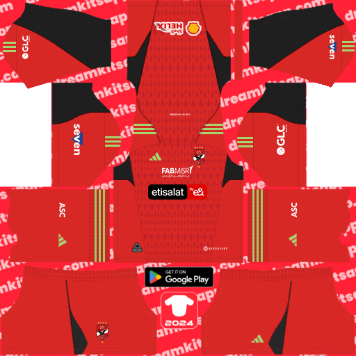 Kit / Uniforme POR Local Al Ahly Sc 2023-2024 Dream League Soccer 2019 / FTS