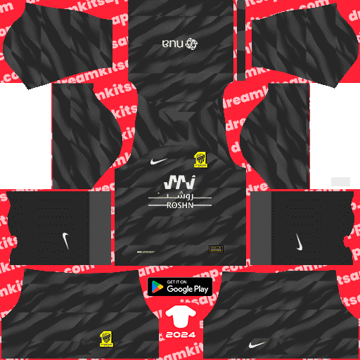 Kit / Uniforme POR Visitante Al Ittihad 2023-2024 Dream League Soccer 2019 / FTS