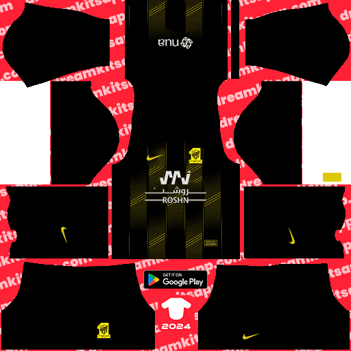 Kit / Uniforme Tercero Al Ittihad 2023-2024 Dream League Soccer 2019 / FTS