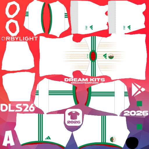 Kit / Équipement Domicile Algeria 2026 Dream League Soccer / DLS 2026 512x512 PNG
