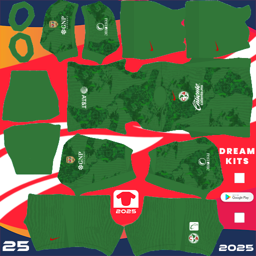 Kit / Uniforme POR Visitante America 2024-2025 Dream League Soccer 2024