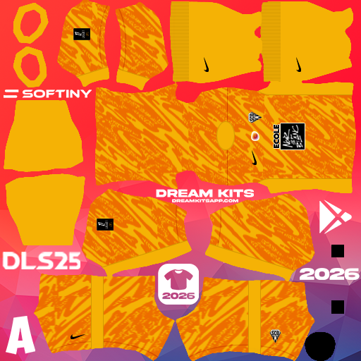 Kit / Équipement Gardien de but Extérieur Angers SCO 2025-2026 Dream League Soccer / DLS 2026 512x512 PNG