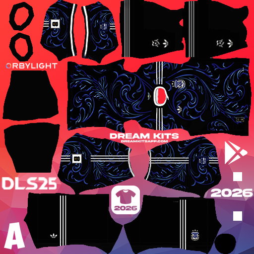 Kit / Uniforme Visita Argentina 2026 Dream League Soccer / DLS 2026 512x512 PNG