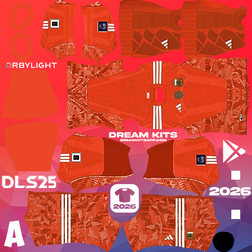 Kit / Uniforme Portero Visita Argentina 2026 Dream League Soccer / DLS 2026 512x512 PNG