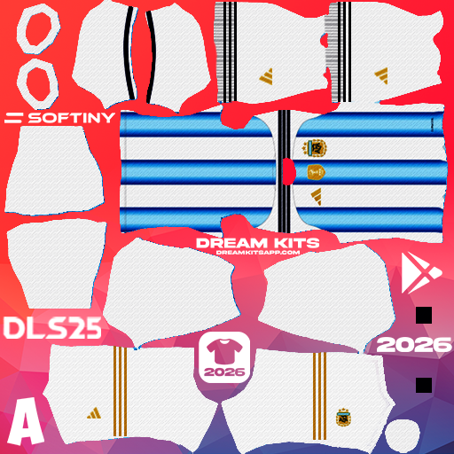 Kit Home Argentina 2026 Dream League Soccer / DLS 2025 512x512 PNG