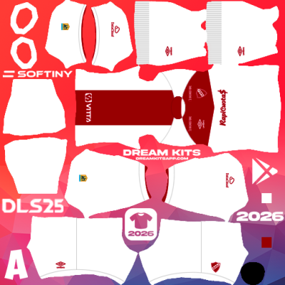 Kit / Uniforme Visita Argentinos Juniors 2025 Dream League Soccer / DLS 2025 512x512 PNG