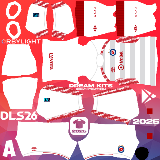 Kit / Uniforme Visita Argentinos Juniors 2026 Dream League Soccer / DLS 2026 512x512 PNG