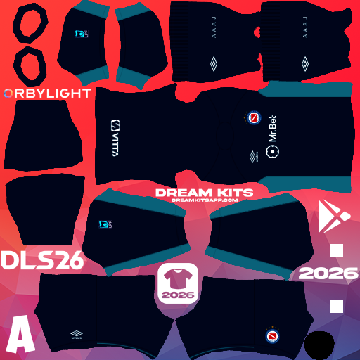 Kit / Uniforme Portero Tercero Argentinos Juniors 2026 Dream League Soccer / DLS 2026 512x512 PNG