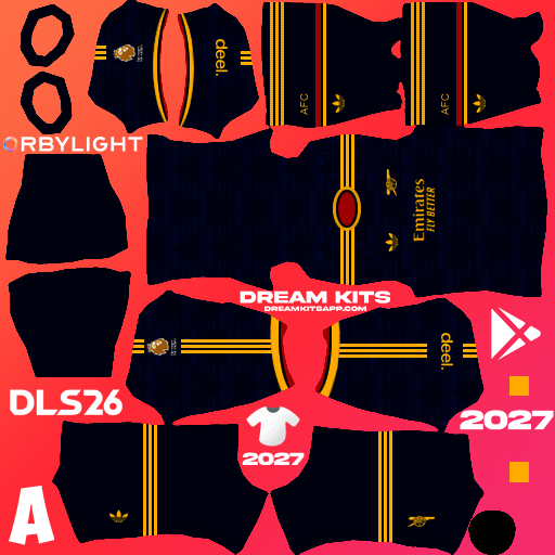 Kit / Équipement Extérieur Arsenal 2026-2027 Dream League Soccer / DLS 2026 512x512 PNG