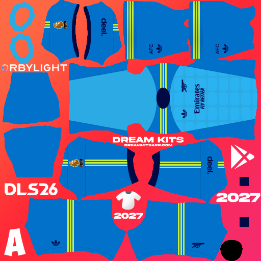 Kit / Équipement Gardien de but Extérieur Arsenal 2026-2027 Dream League Soccer / DLS 2026 512x512 PNG