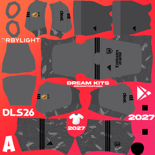 Kit / Équipement Gardien de but Domicile Arsenal 2026-2027 Dream League Soccer / DLS 2026 512x512 PNG
