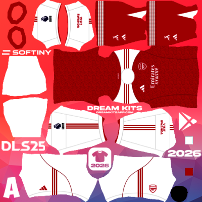 Kit Home Arsenal 2025-2026 Dream League Soccer / DLS 2025