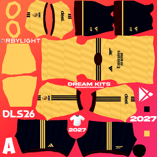 Kit / Equipamento Terceiro Arsenal 2026-2027 Dream League Soccer / DLS 2026 512x512 PNG