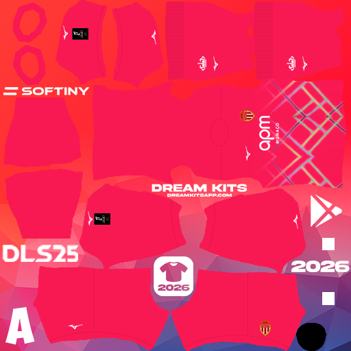 Kit GK Away AS Monaco 2025-2026 Dream League Soccer / DLS 2025 512x512 PNG