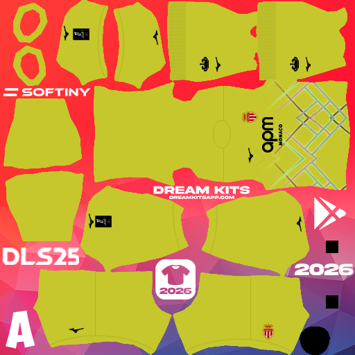 Kit GK Third AS Monaco 2025-2026 Dream League Soccer / DLS 2025 512x512 PNG