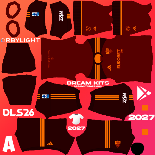 Kit / Uniforme Local AS Roma 2026-2027 Dream League Soccer / DLS 2026 512x512 PNG