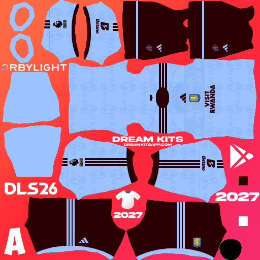 Kit / Equipamento Terceiro Aston Villa 2026-2027 Dream League Soccer / DLS 2026 512x512 PNG