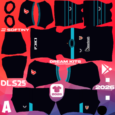 Kit / Equipamento Visitante Athletic Club Bilbao 2025-2026 Dream League Soccer / DLS 2025