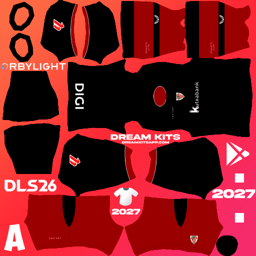 Kit / Uniforme Visita Athletic Club Bilbao 2026-2027 Dream League Soccer / DLS 2026 512x512 PNG