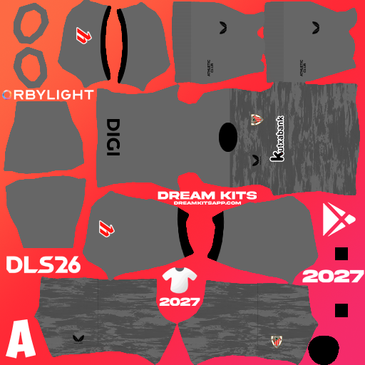 Kit / Uniforme Portero Tercero Athletic Club Bilbao 2026-2027 Dream League Soccer / DLS 2026 512x512 PNG