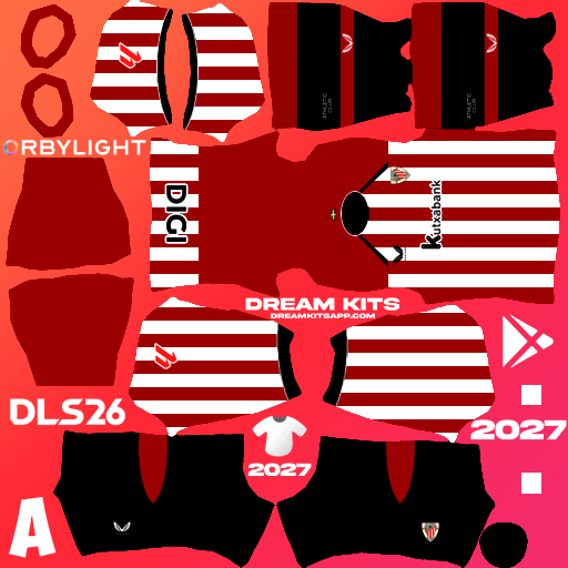 Kit / Uniforme Local Athletic Club Bilbao 2026-2027 Dream League Soccer / DLS 2026 512x512 PNG
