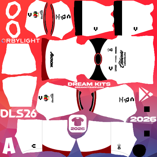 Kit / Equipamento Visitante Atlas 2025-2026 Dream League Soccer / DLS 2026 512x512 PNG