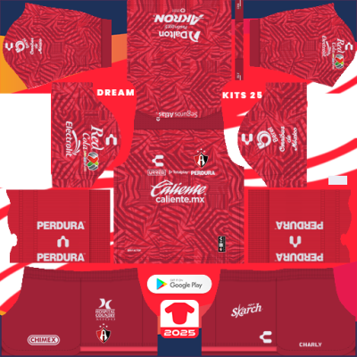 Kit / Uniforme POR Visitante Atlas 2024-2025 Dream League Soccer 2019 / FTS