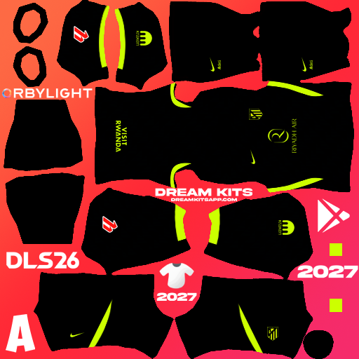 Kit / Uniforme Visita Atletico de Madrid 2026-2027 Dream League Soccer / DLS 2026 512x512 PNG
