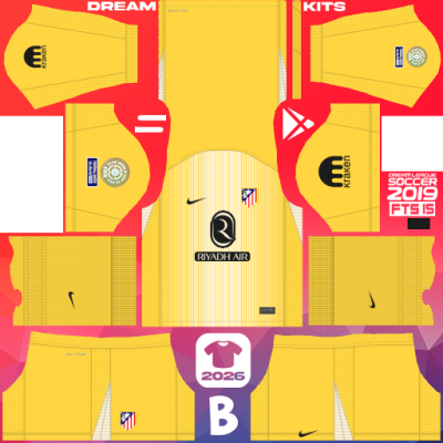 Kit GK Home Atletico de Madrid 2025-2026 Dream League Soccer 2019 DLS / FTS
