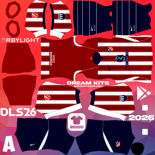 Kit Home Atletico de Madrid 2026-2027 Dream League Soccer / DLS 2026 512x512 PNG