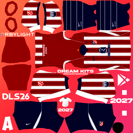 Kit / Équipement Domicile Atletico de Madrid 2026-2027 Dream League Soccer / DLS 2026 512x512 PNG