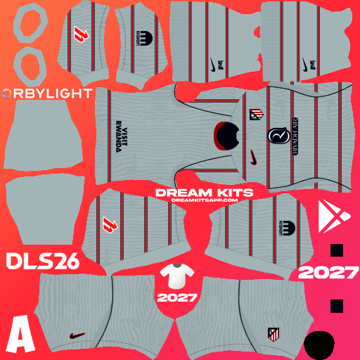 Kit / Uniforme Tercero Atletico de Madrid 2026-2027 Dream League Soccer / DLS 2026 512x512 PNG