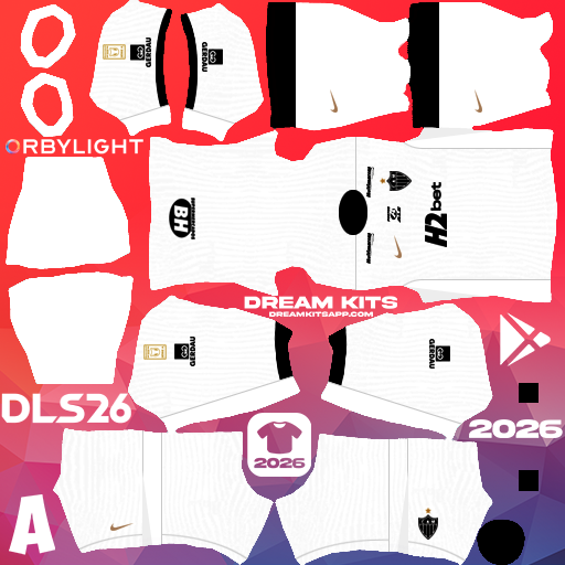 Kit / Uniforme Visita Atlético Mineiro 2026 Dream League Soccer / DLS 2026 512x512 PNG